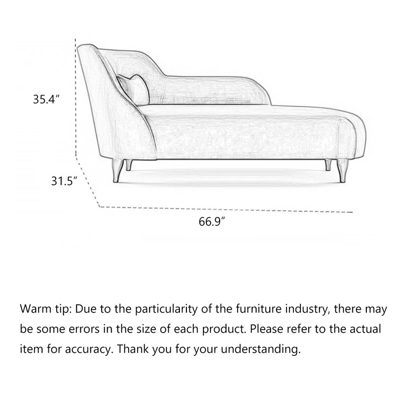 Chaise longue de style nordique en bois massif et velours, idéale pour la chambre à coucher et le salon.