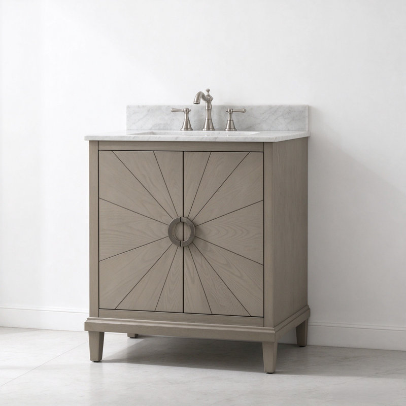 Meuble-lavabo H 30 po x l 22 po x H 38 po Hedley, Blanc de Carrare