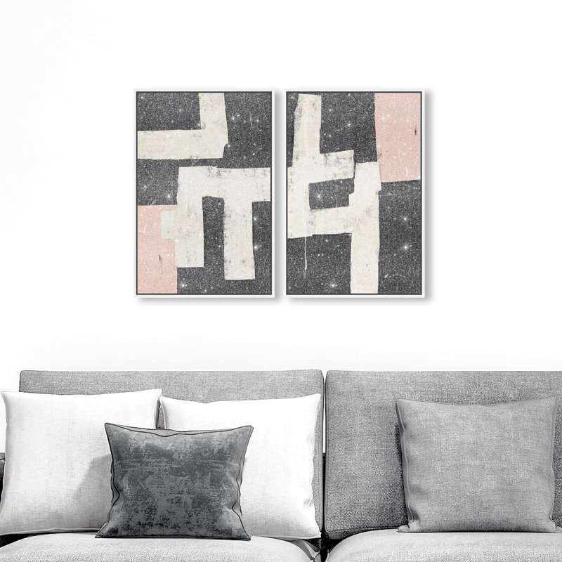 Placed Together Set Set by Oliver Gal, 17"H x 25"W, White Floater Frame