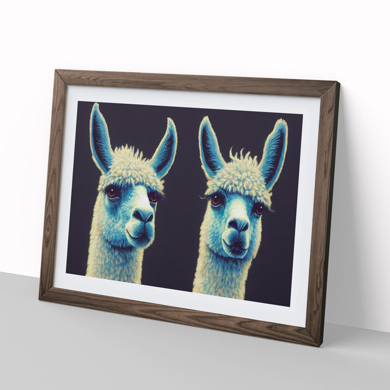 XH1022-9015X The Two Llamas Vol.1 1 Piece Single Picture Frame Wall Art, 34cm H x 46cm W x 2cm D, Walnut Framed