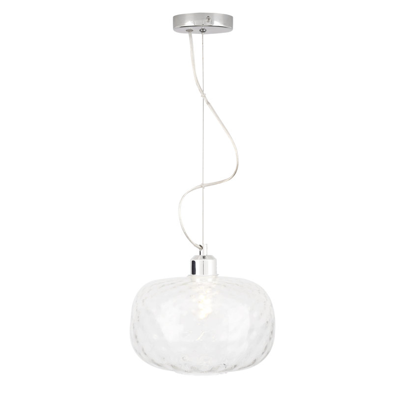 Florentine 1 - Light Blush Pink Drum Pendant, Clear, Silver