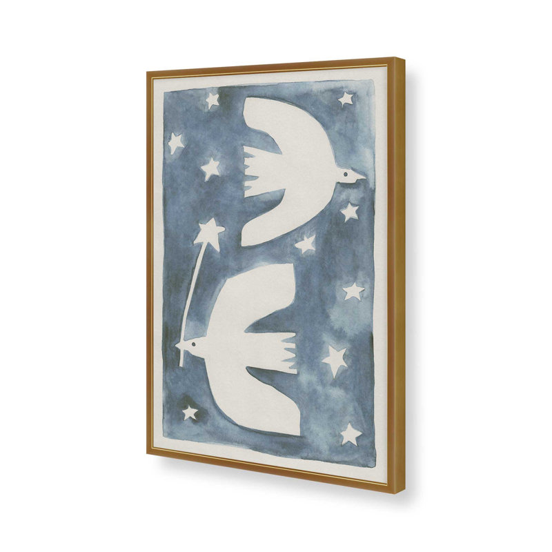 «Celestial Birds V2» par Alisa Galtsyna, reproduction d'art sur toile, H 16 po x l 12 po, Doré