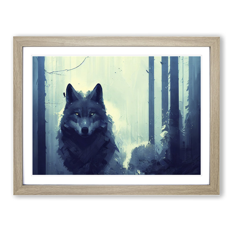 Wolf Art Painting Vol.3 - Framed Print, 46cm H x 64cm W x 2cm D, Oak