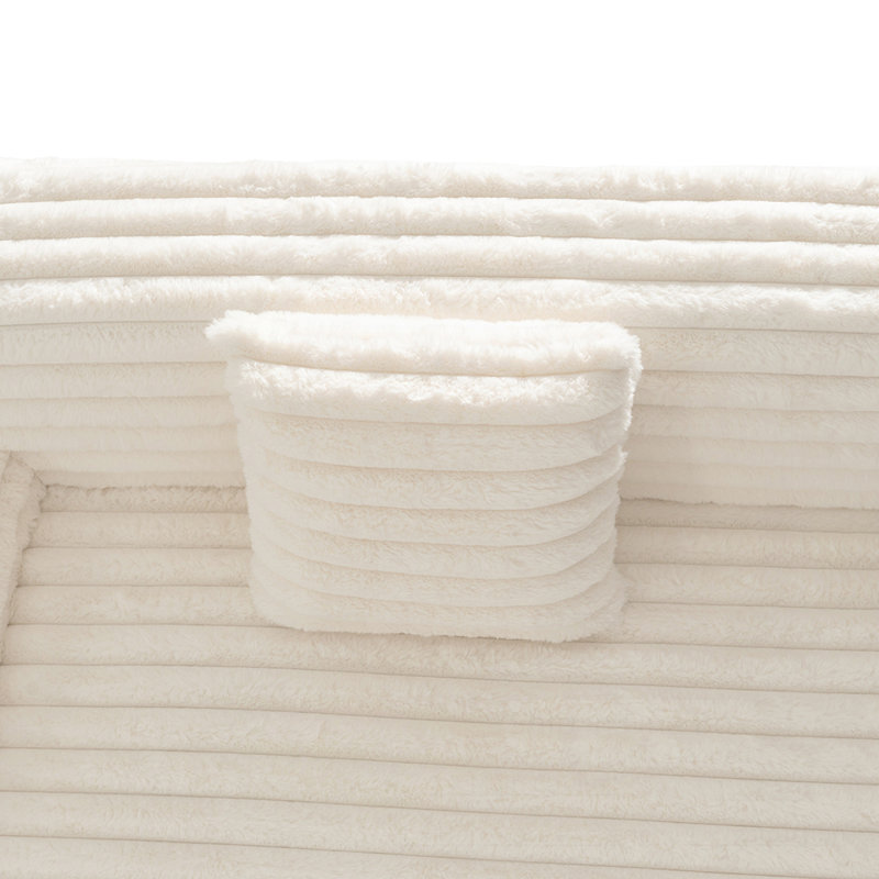 Canapé modulaire à combinaison libre avec fausse fourrure douce pour une assise polyvalente et confortable, Beige