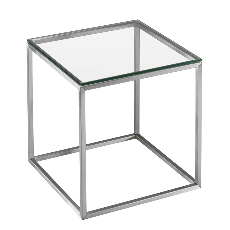 Dean Glass Top Pedestal End Table