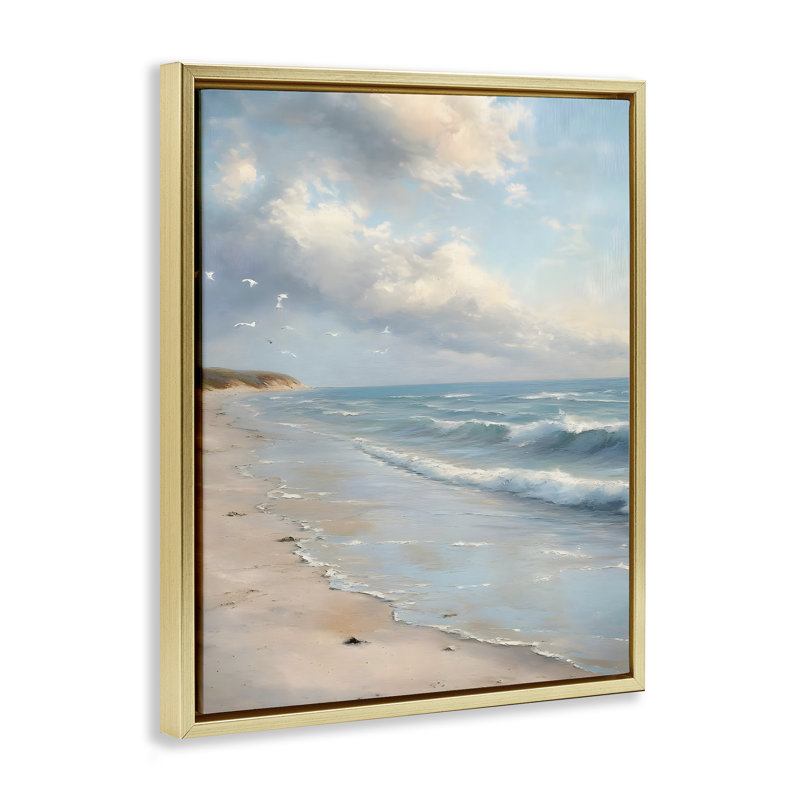 Cadre flottant «Where Seagulls Fly View Beach», conception par Franklyn Gregory, H 21 po x l 17 po