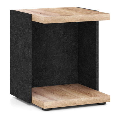 2-Tier Sofa Side Table with Open Storage Shelf Compact Nightstand for Living Room