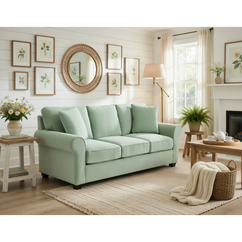 Canapé à accoudoirs arrondis de 81 po avec coussins réversibles Ardmont, Eucalyptus