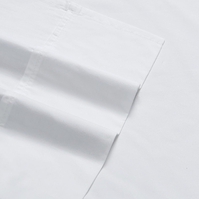 Twin White Cotton Percale Deep Pocket Sheet Set