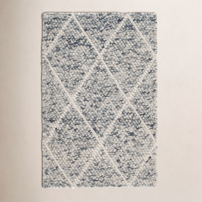 Russo Ivory Blue Hand-Woven Geometric Rug