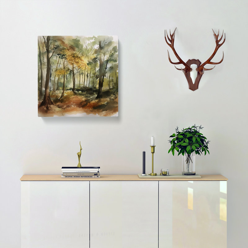 Forest Watercolour No.5 - No Frame Print, 35cm H x 35cm W x 3cm D