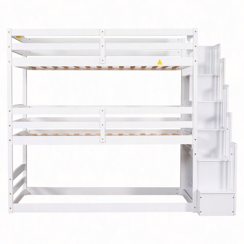 Lit superposé triple avec escalier de rangement, conception séparée