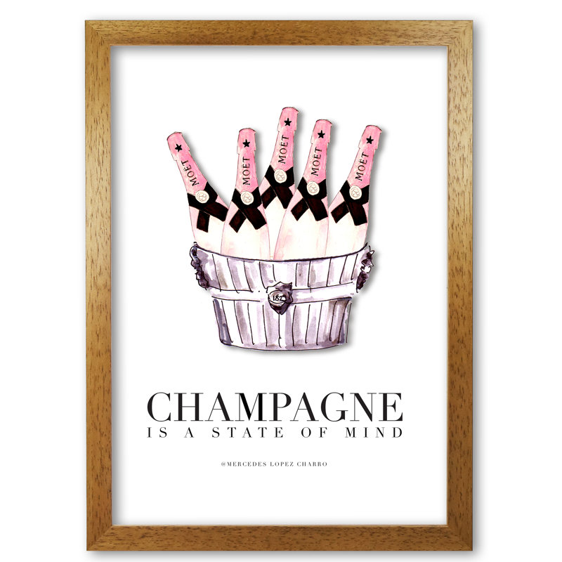 Moet Champagne Is A State Of Mind - Print, 42 cm H x 29.7 cm W x 5 cm D, Honey Oak