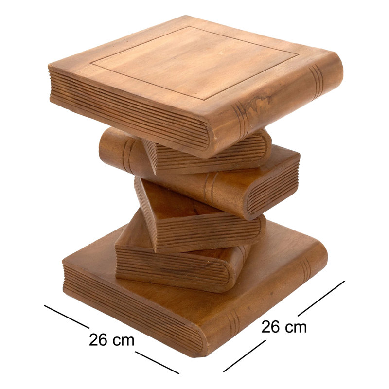 Bookstack Solid Wood End Table, Waxed