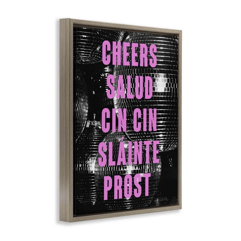  Art mural sur toile Cheers, H 21 po x l 17 po, Cadre flottant orme Montalcino