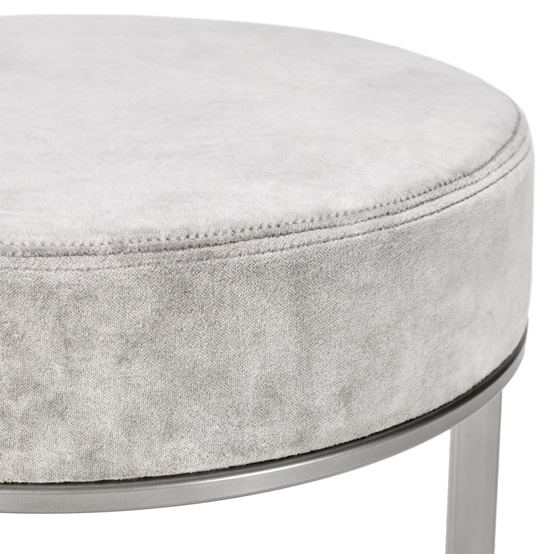 Quinn Upholstered Fabric Counter Stool, Gray Seat/Nickel Frame