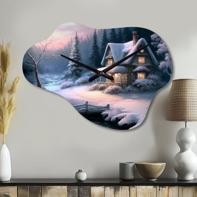 Horloge murale paysage d'hiver