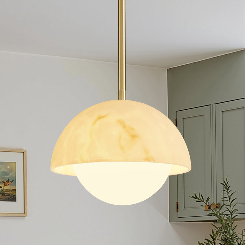 Luminaire suspendu en verre 1 lumière, Or brossé