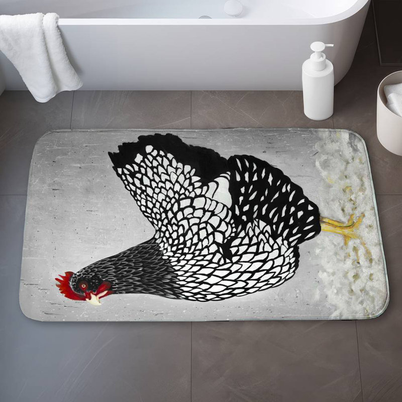 Meah Non-Slip Bath Mat, 24" W x 17" L, Gray/Black