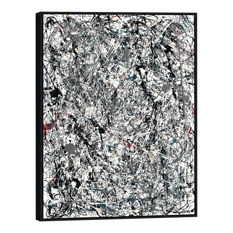 Art numérique sur toile encadré, impression numérique numéro 19 1948 par Jackson-Pollock (cadre mince noir, 24 po x 32 po)