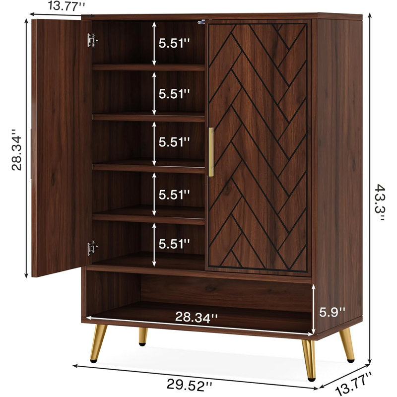Armoire de rangement pour chaussures à 6 niveaux avec portes