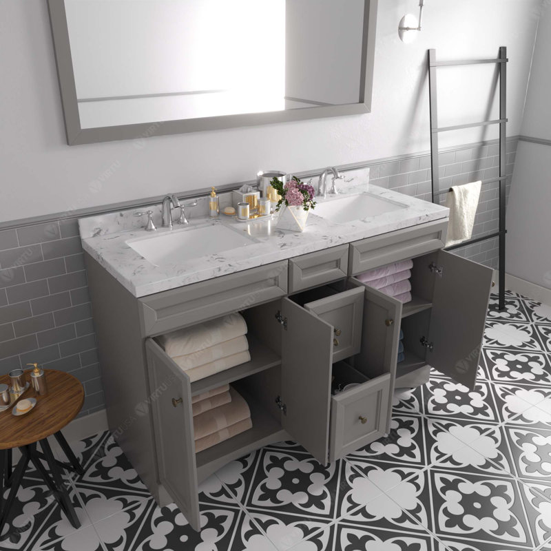 Base de meuble-lavabo double 60 po Rinard, Gris