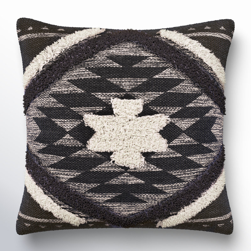 Judd Moroccan Cotton Reversible Throw Pillow, Dark Brown/Black, 20" x 20", Polyester/Polyfill