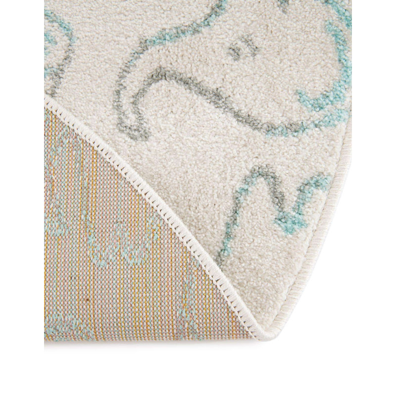 Tapis pour enfant Whimsy Safari, Rond 5 pi 3 po, Ivoire ivoire