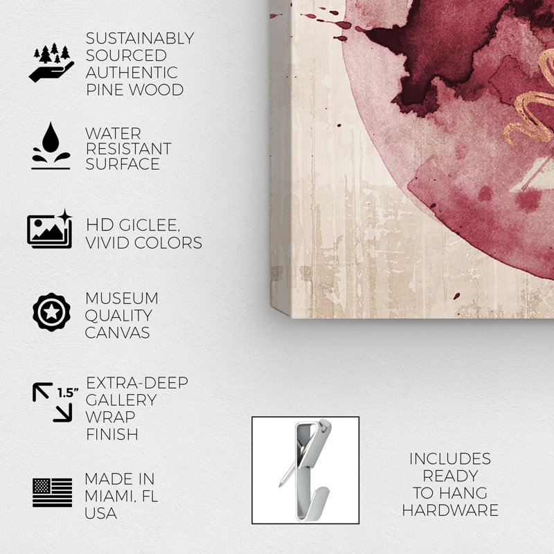 Drinks and Spirits Borgogna Wine - reproduction d'art sur toile tendue, H 20 po x l 20 po