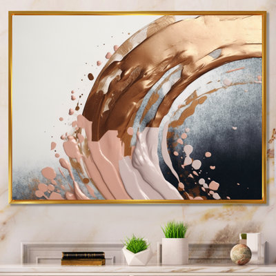 Rose Boho demi-cercles Boho IV - formes modernes, art mural transitionnel, salon
