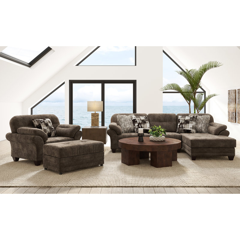 Dabriel Upholstered L-Shaped Sectional Right Hand Facing, Brown