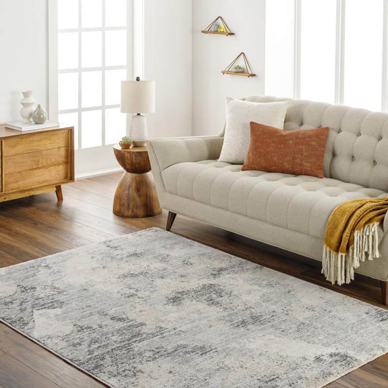 Machine Woven Polypropylene Area Rug in Gray, Rectangle 9' x 12'7"