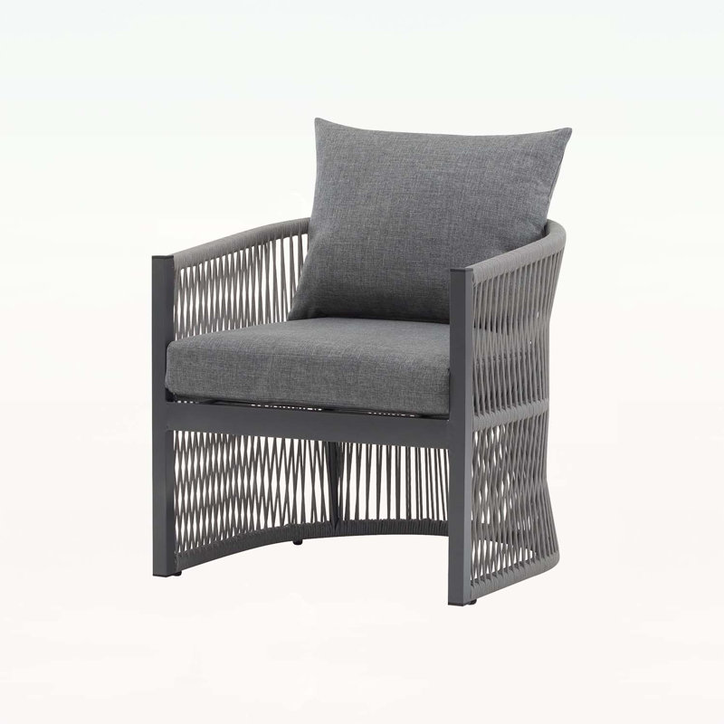 Charmante chaise longue incurvée en aluminium avec de superbes coussins, Gris, Gris