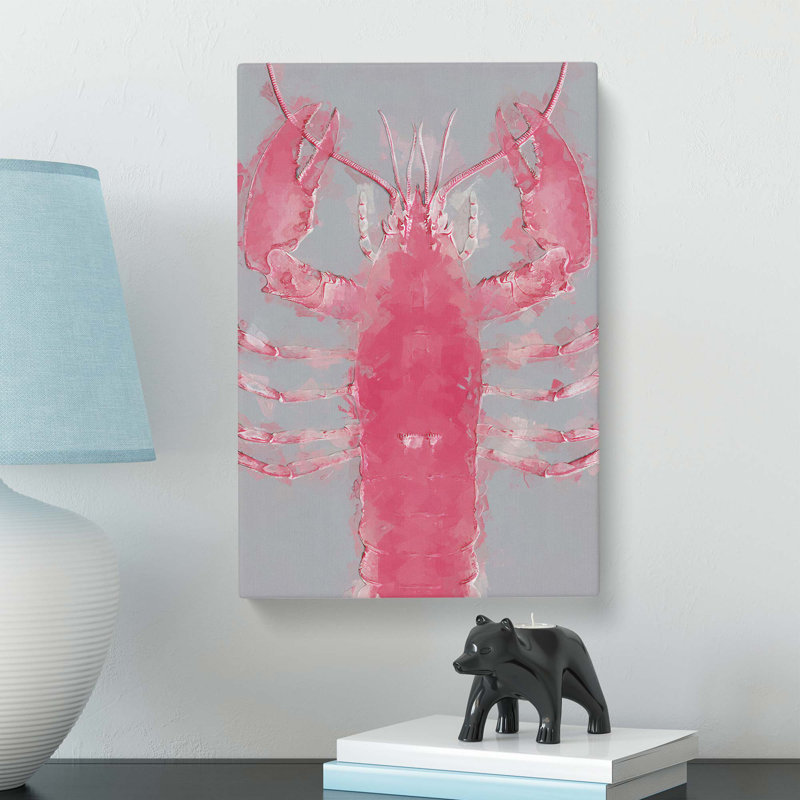 The Pink Lobster in Abstract - Wrapped Canvas, 60 cm H x 40 cm W