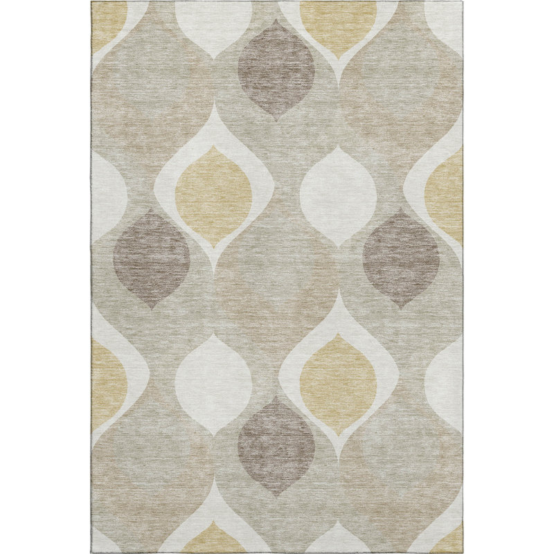Tapis beige de qualité supérieure lavable à la machine, Rectangle 2 pi 6 po x 3 pi 10 po