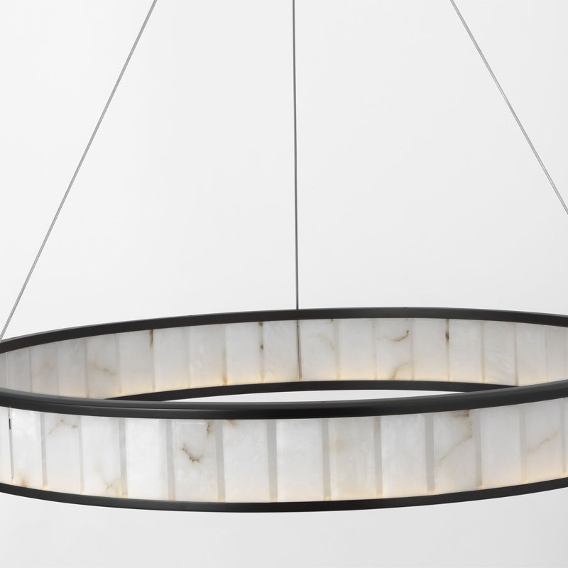 Chapman & Myers Iterna 40" Ring Chandelier with Alabaster, Modern Iron