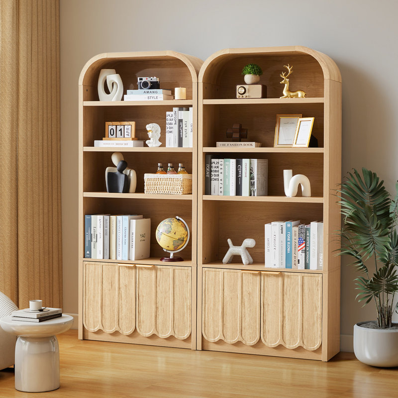 70.86'' Tall Arched Storage Display Cabinet, Natural