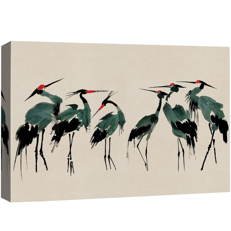 «Crane Heron Bird», impression sur toile très grande, Toile tendue, H 32 po x l 48 po, Ne s’applique pas
