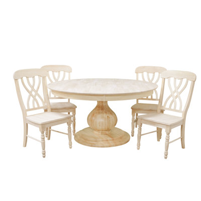 4 - Person Solid Wood Top Pedestal Base Dining Set