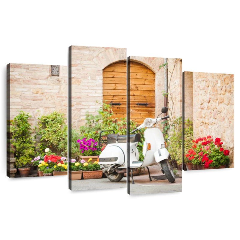 Mehar White Vespa Scooter, 32" H x 52" W