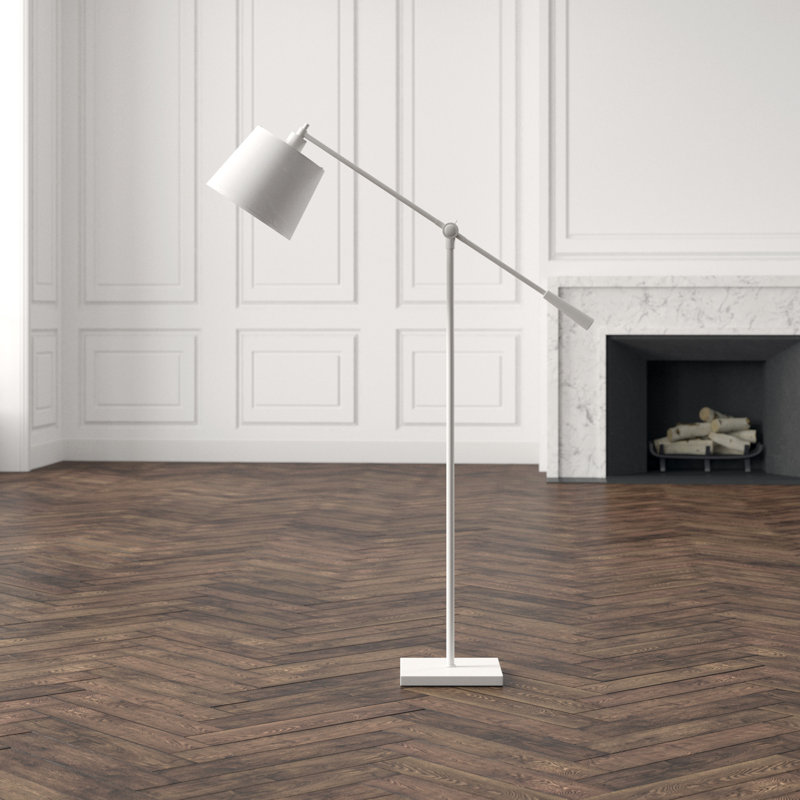 Real Simple Task Floor Lamp, Mont Blanc White Parchment, Stardust White Powder Coat