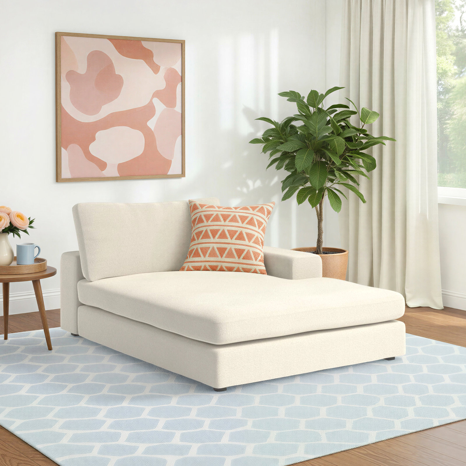 Ojai Upholstered Chaise Lounge, Right Hand Facing, Beige