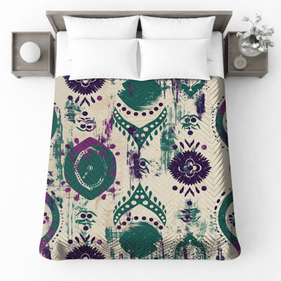 Bohemian Abstract Motif Bedding Bohemian Bedspread Art