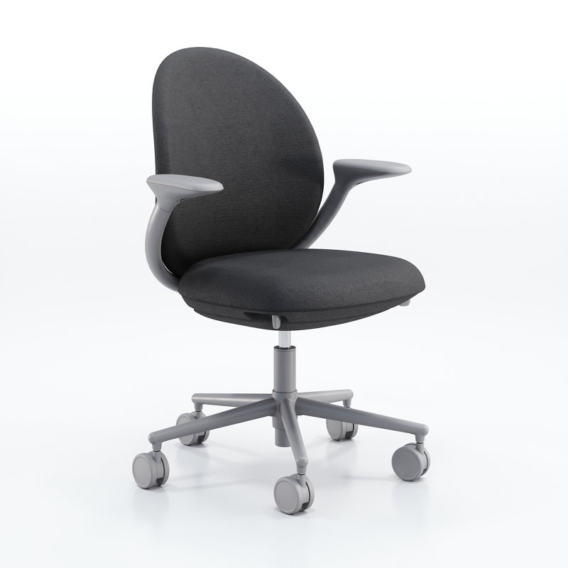 KFI Studios Jade Task Chair, Black/Charcoal, Silver