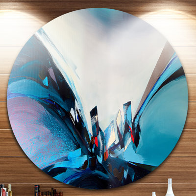 « blue panoramique abstract design », impression sur métal