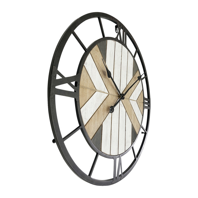 Thalia Metal Round Modern Farmhouse Wall Clock