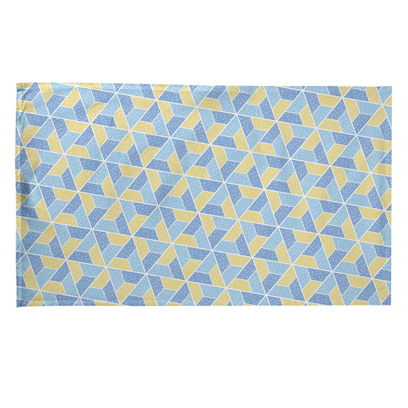 Torchon trapézoïde, Croisé en coton, Jaune/bleu