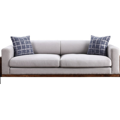 Walnut Finish With 2 Pillows, Modern Look, Supportive Seat, Full Foam Padding, Solid Wood Construction Fabric Trim, Removable Design, Relaxing , Cushioned Seats