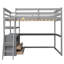 Lit mezzanine double gris avec configuration bureau et tablette - Bois de pin robuste pour une décoration de chambre à coucher-1428956394-1428956396