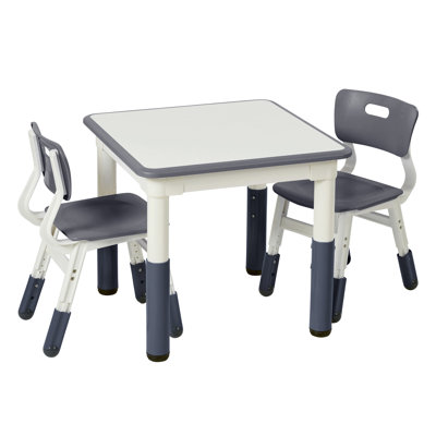ECR4Kids Dry-Erase Square Activity Table with 2 Chairs, Adjustable, Kids Furniture, 3-Piece by ECR4Kids